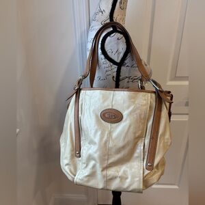Tod's Sacca tote bag in beige coated canvas with tan leather trim